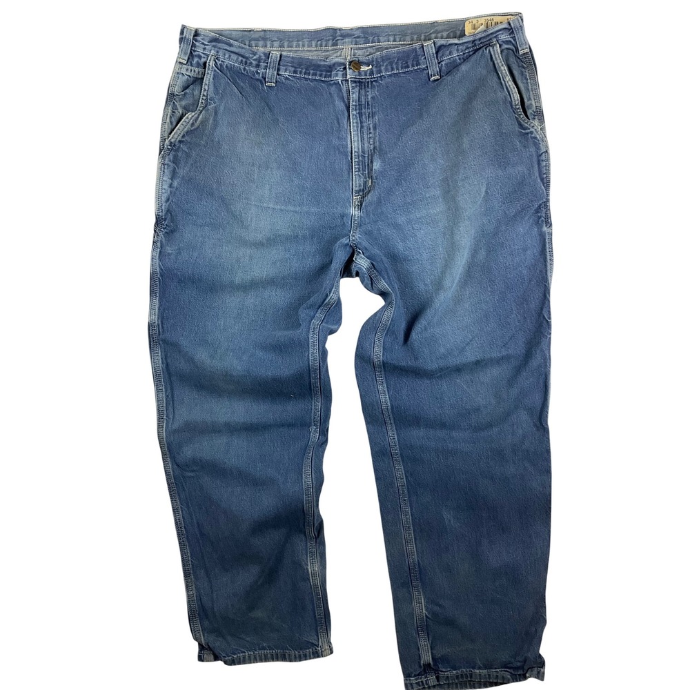 Carhartt Mens Relaxed Fit Carpenter Jeans Blue Denim Distressed 45x30 Utility